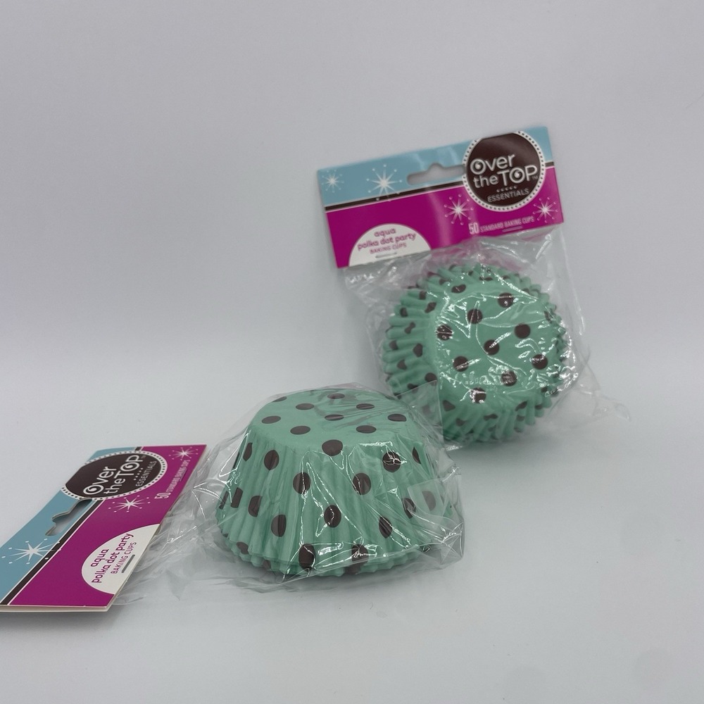 Aqua Polka Dot Classic Cupcake Liners, 100 count Baking Cups (2) X 50 Count